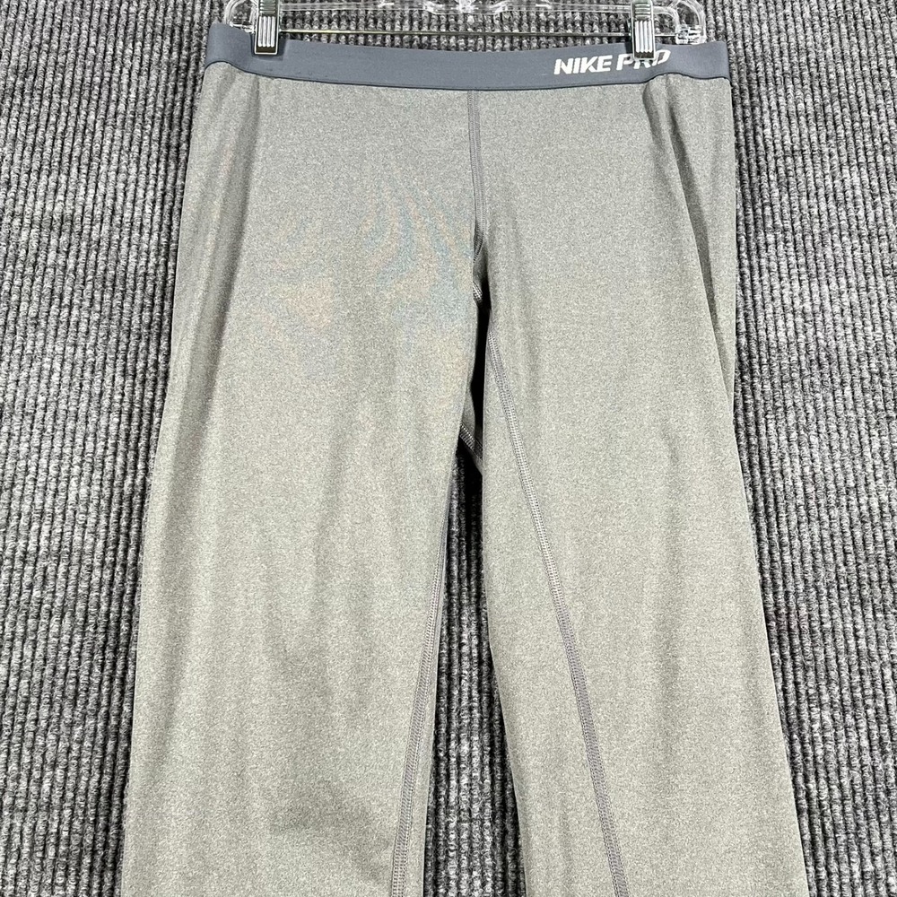 Nike Pro Pants Womens Large Gray Workout Activewear 18" Inseam Training‎